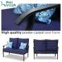 PHI VILLA 4 Piece Patio Sets, Outdoor Metal Furniture Patio Conversation Set Clearance with Padded Deep Seating Sofa, 1 Loveseat, 2 Armrest Sofa Chairs, 1 Coffee Table & 4 Free Pillow, Navy Blue PHI VILLA 4 Piece Patio Sets, Outdoor Metal Furniture Patio Conversation Set Clearance with Padded Deep Seating Sofa, 1 Loveseat, 2 Armrest Sofa Chairs, 1 Coffee Table & 4 Free Pillow, Navy Blue