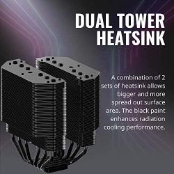 Cooler Master MasterAir MA620M Dual Tower ARGB High Performance CPU Air Cooler, 6 CDC 2.0 Heatpipes, SF120R Fan, Hexagon Strip Addressable RGB Lighting for AMD Ryzen/Intel LGA1151