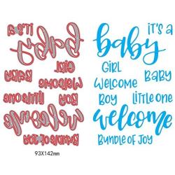 1set Welcome it is a Baby Girl boy Sentiment Dies cuttings+ Clear Stamp Metal Scrapbooking Stencils Die for DIY Embossing Photo Album Decorative DIY Paper Cards Making Craft