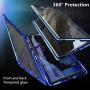 Jonwelsy Magnetic Adsorption Case for Samsung Galaxy Note 10 Plus 5G, 360 Degree Front and Back Clear Tempered Glass Flip Cover, Metal Bumper Frame for Samsung Galaxy Note 10 Plus 5G (Blue)