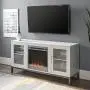 Walker Edison Griffith Contemporary Double Glass Door Fireplace TV Stand, 52 Inch, White Walker Edison Griffith Contemporary Double Glass Door Fireplace TV Stand, 52 Inch, White
