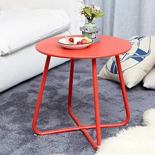 Grand patio Round Metal Side/End Table, Steel Patio Coffee Table for Bistro, Porch, Weather Resistant Outside Table Small (Red) Grand patio Round Metal Side/End Table, Steel Patio Coffee Table for Bistro, Porch, Weather Resistant Outside Table Small (Red)