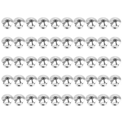 DYWISHKEY 50 Pieces Metal Pin Keepers Backs, Locking Pin Keepers Backs (No Tool Required) (Sliver)