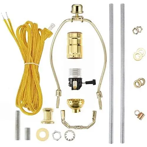 Canomo Brass Finish Make-A-Lamp Kit 3-Way with 8 Inch Harp, 2 Pieces 12'' Lamp Pipe, and All Parts Needed and Instructions for DIY Lamp Design or Repair… Canomo Brass Finish Make-A-Lamp Kit 3-Way with 8 Inch Harp, 2 Pieces 12'' Lamp Pipe, and All Parts Needed and Instructions for DIY Lamp Design or Repair…