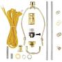 Canomo Brass Finish Make-A-Lamp Kit 3-Way with 8 Inch Harp, 2 Pieces 12'' Lamp Pipe, and All Parts Needed and Instructions for DIY Lamp Design or Repair…