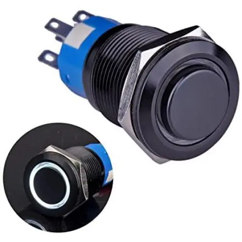 Ulincos Latching Push Button Switch U19C2 1NO1NC SPDT ON/Off Black Metal Shell with 12V White LED Ring Suitable for 19mm 3/4'' Mounting Hole (White) Ulincos Latching Push Button Switch U19C2 1NO1NC SPDT ON/Off Black Metal Shell with 12V White LED Ring Suitable for 19mm 3/4'' Mounting Hole (White)