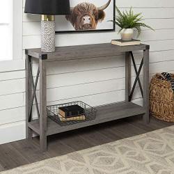 Walker Edison Sedalia Modern Farmhouse Metal X Entry Table, 46 Inch, Grey