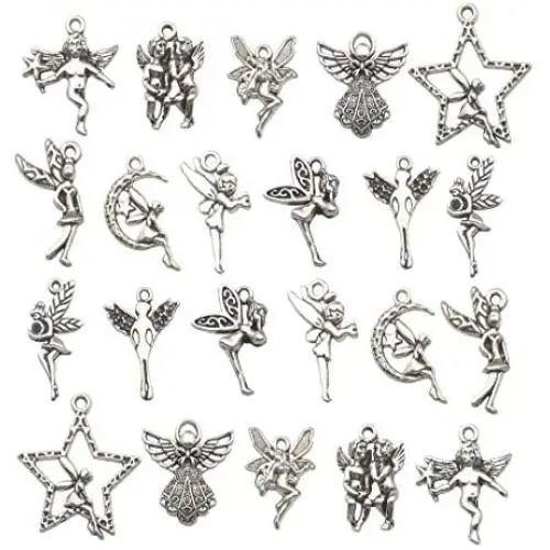 iloveDIYbeads 100g (66pcs) Craft Supplies Antique Silver Wings Angel Fairy Charms Pendants for Crafting, Jewelry Findings Making Accessory for DIY Necklace Bracelet (M151) iloveDIYbeads 100g (66pcs) Craft Supplies Antique Silver Wings Angel Fairy Charms Pendants for Crafting, Jewelry Findings Making Accessory for DIY Necklace Bracelet (M151)