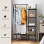 Tangkula Metal Garment Rack, Free Standing Closet Storage Organizer w/ 5 Shelves & Hanging Bar, Open Wardrobe Rack for Hanging Clothes and Storage, Clothes Rack for Bedroom Living Room Entryway