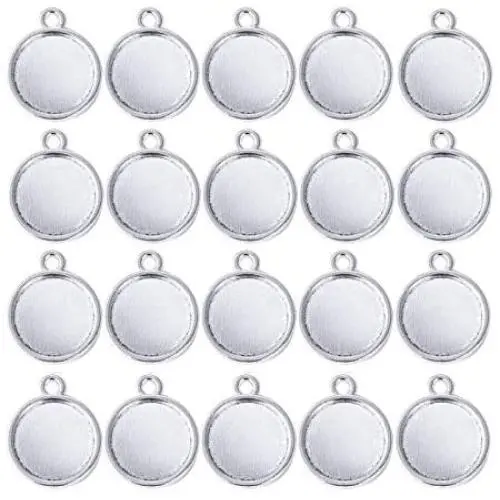 LANBEIDE 100 Pieces Bezel Pendant Trays 12 mm Diameter Round Blanks for Crafting DIY Photo Pendant Necklace Earrings. Metal Alloy Cabochon Glass Dome for Jewelry Making Pendant (1/2 Inch) LANBEIDE 100 Pieces Bezel Pendant Trays 12 mm Diameter Round Blanks for Crafting DIY Photo Pendant Necklace Earrings. Metal Alloy Cabochon Glass Dome for Jewelry Making Pendant (1/2 Inch)