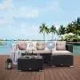 PHI VILLA Outdoor Sectional Rattan Sofa - Wicker Patio Furniture Set (Beige) PHI VILLA Outdoor Sectional Rattan Sofa - Wicker Patio Furniture Set (Beige)