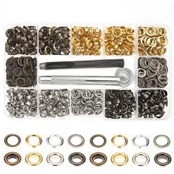 4 Colors Grommets Kit 400 Sets 1/4 Inch, Lynda Metal Eyelets with 3 Pieces Installation Tools for Craft Making,Repair and Decoration.