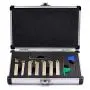 OSCARBIDE 1/4'' Indexable Carbide Lathe Turning Tool Holder 7 Pieces/Set, Nickel Plated Lathe Bit Set CNC Heavy-Duty for Turning Grooving Threading Cut Off Holders Set,Tin Coated Carbide Inserts
