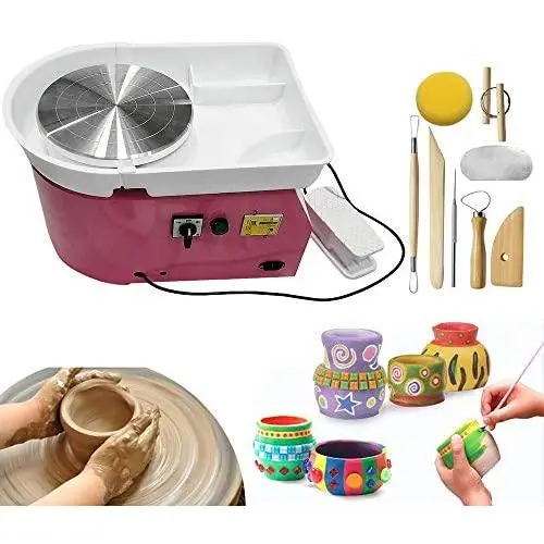 ZXMOTO 9.8''/25cm Pottery Wheel Machine Pottery Ceramic Forming Machine with Adjustable Foot Lever Pedal for Work Clay Art Craft DIY Tool 350W #Pink #p ZXMOTO 9.8''/25cm Pottery Wheel Machine Pottery Ceramic Forming Machine with Adjustable Foot Lever Pedal for Work Clay Art Craft DIY Tool 350W #Pink #p