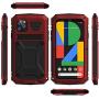 WintMing Compatible with Google Pixel 4XL Aluminium Metal Case Dropproof Shockproof Dustproof Cover Built-in Screen Protector Military Grade Defender Case with Kickstand (Red, 4XL)