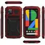 WintMing Compatible with Google Pixel 4XL Aluminium Metal Case Dropproof Shockproof Dustproof Cover Built-in Screen Protector Military Grade Defender Case with Kickstand (Red, 4XL)