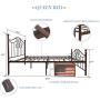 Vintage Sturdy Queen Size Metal Bed Frame with Headboard and Footboard Basic Bed Frame No Box Spring Needed ,Queen, Antique Brown.