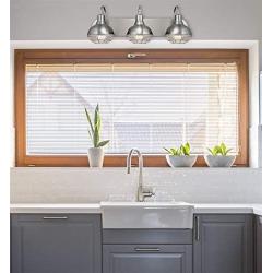 Kira Home Liberty 24'' 3-Light Modern Industrial Vanity/Bathroom, Kitchen Light + Metal Cage Shades, Brushed Nickel Finish