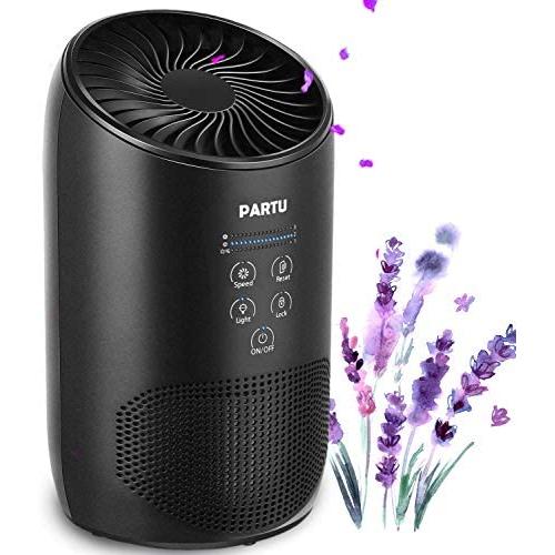 PARTU HEPA Air Purifier - Smoke Air Purifiers for Home with Fragrance Sponge - 100% Ozone Free, Lock Set, Eliminates Smoke, Dust, Pollen, Pet Dander, (Available for California)