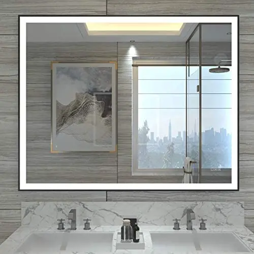 HAUSCHEN 32x40 inch Black Framed LED Lighted Bathroom Wall Mounted Mirror with High Lumen+CRI 95 Adjustable Color Temperature+Anti-Fog Separately+Dimmer Function+IP44 Waterproof+Vertical & Horizontal HAUSCHEN 32x40 inch Black Framed LED Lighted Bathroom Wall Mounted Mirror with High Lumen+CRI 95 Adjustable Color Temperature+Anti-Fog Separately+Dimmer Function+IP44 Waterproof+Vertical & Horizontal