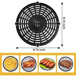 Air Fryer Replacement Parts, Grill Plate for 5QT Air Fryer Pan Non-Stick Air Fryer Accessories 8.74 * 8.74 inch Replacement Parts Air Fryer Rack with Brush Steam Rack Dishwasher Safe