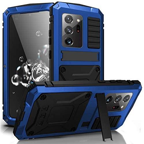Simicoo Samsung Note 20 Ultra Metal Case with Screen Protector Military Rugged Heavy Duty Shockproof with Stand Camera Protector Full Cover case for Note 20 Ultra (Blue)