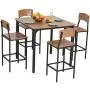 HOMCOM 5 PC Modern Counter Height Dining Set Compact Kitchen Table 4 Chairs Set with Footrest, Metal Legs, Wood