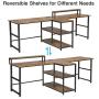 Sedeta 94.5 inches Two Person Desk, Double Computer Desk with Storage Shelves, Extra Long Workstation Desk with Monitor Stand, Power Strip with USB, Study Writing Desk for Home Office, Rustic Brown