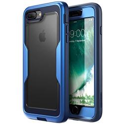 i-Blason Magma Series Case for iPhone 8 Plus 2017/iPhone 7 Plus, Heavy Duty Protection Full Body Bumper Case with Built-in Screen Protector, Includes Removable Beltclip Holster (MetallicBlue)