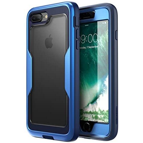 i-Blason Magma Series Case for iPhone 8 Plus 2017/iPhone 7 Plus, Heavy Duty Protection Full Body Bumper Case with Built-in Screen Protector, Includes Removable Beltclip Holster (MetallicBlue)