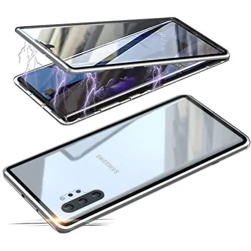 Jonwelsy Magnetic Adsorption Case for Samsung Galaxy Note 10 Plus 5G, 360 Degree Front and Back Clear Tempered Glass Flip Cover, Metal Bumper Frame for Samsung Galaxy Note 10 Plus 5G (Silver) Jonwelsy Magnetic Adsorption Case for Samsung Galaxy Note 10 Plus 5G, 360 Degree Front and Back Clear Tempered Glass Flip Cover, Metal Bumper Frame for Samsung Galaxy Note 10 Plus 5G (Silver)