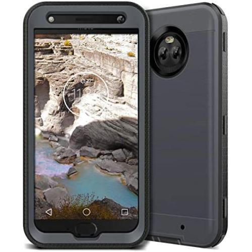 Moto X4 Case, CinoCase X4 Phone Case Heavy Duty Protective Case Hybrid TPU Bumper Shockproof Case with Brushed Metal Texture Hard PC Back for Moto X4 Grey