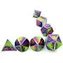 HAOMEJA Metal Dice DND 7 Set Dice Role Playing Dice D&D 7 Solid Dice for Dungeons and Dragons Pathfinder (Multicolor Green Purple Blue)