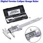 EZT 150mm Digital Calipers, Full Stainless Steel Electronic 6 Inch Digital Vernier Caliper, with Extra-Large LCD Screen, Auto-Off Feature, Inch and Millimeter Conversion Metal Measuring Tool Caliper
