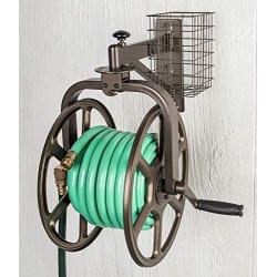 Liberty Garden 712 Single Arm Navigator Multi-Directional Garden Hose Reel, Holds 125-Feet of, 5/8-Inch, Bronze