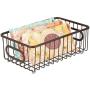 mDesign Metal Bathroom Storage Organizer Basket Bin - Modern Wire Grid Design - for Organization in Cabinets, Shelves, Closets, Vanity Countertops, Bedrooms, Under Sinks - Small Wide - Bronze