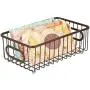 mDesign Metal Bathroom Storage Organizer Basket Bin - Modern Wire Grid Design - for Organization in Cabinets, Shelves, Closets, Vanity Countertops, Bedrooms, Under Sinks - Small Wide - Bronze
