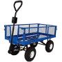 Sunnydaze Utility Steel Dump Garden Cart, Outdoor Lawn Wagon with Removable Sides, Heavy-Duty 660 Pound Capacity, Blue