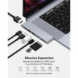 Purgo USB C Hub Adapter for MacBook Pro M1 2020 and MacBook Air M1 2020, with HDMI, 100W PD, TB 3, 2 USB 3.0 and SD/Micro Card Readers – Space Grey (PG-TC401)