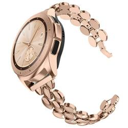 TOTOUTHS Compatible with Samsung Galaxy 42mm/Galaxy Watch 3 41mm Bands Women Bracelet Replacement for Galaxy Active 2 40mm 44mm/Gear S2 Classic/Gear Sport Metal Strap Wristband 20mm Pins (Rose Gold)