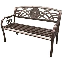 Leigh Country TX 93545 Texas State Seal Metal Bench