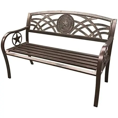 Leigh Country TX 93545 Texas State Seal Metal Bench Leigh Country TX 93545 Texas State Seal Metal Bench