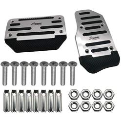 Universal 2 PCS Silver Non-Slip Automatic Car Gas Brake Pedal Cover Pad Metal Plastic Car Gas Brake Foot Pedal Pad Cover Accelerator
