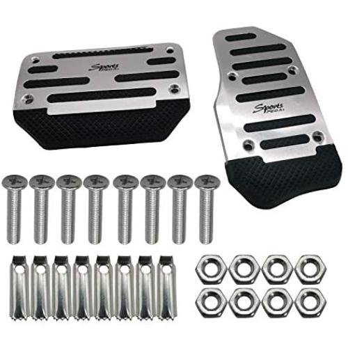 Universal 2 PCS Silver Non-Slip Automatic Car Gas Brake Pedal Cover Pad Metal Plastic Car Gas Brake Foot Pedal Pad Cover Accelerator