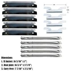 Direct Store Parts Kit DG132 Replacement for Gas Grill Brinkmann 810-1575-W Gas Grill Parts Kit (Stainless Steel Burner + Stainless Steel Carry-Over Tubes + Porcelain Steel Heat Plate)