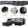PHI VILLA Outdoor Sectional Rattan Sofa - Wicker Patio Furniture Set (Beige)