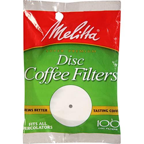 Melitta Super Premium Percolator Disc Coffee Filters, White, 100Count