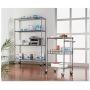 Alera Complete Wire Shelving Unit w/Caster, 48'' x 18'' x 72'', Black Anthracite