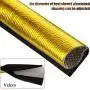 6.5 Feet Heat Shroud Aluminized Sleeving Heat Shield Protection Barrier Covers with 20 Pieces 0.5 Feet Stainless Steel Cable Metal Zip Ties (Gold, 3.3 x 78.7 Inch)