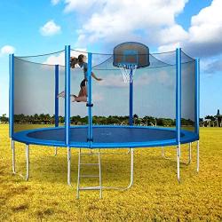 Merax 15 FT Trampoline with Safety Enclosure Net, Basketball Hoop and Ladder - 2021 Upgraded – Kids Basketball Trampoline